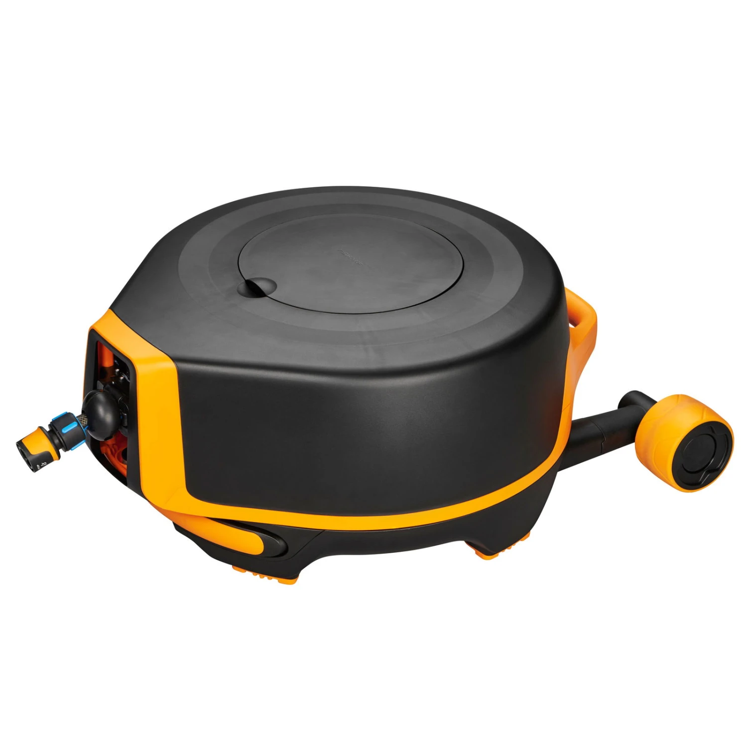 Fiskars Schlauchwagen Waterwheel Automatik XL, Für ½'-5/8", Schlauchdüse, Rasenspieß, Schwarz-orange 5 Fiskars Schlauchwagen Waterwheel Automatik XL, Für ½'-5/8", Schlauchdüse, Rasenspieß, Schwarz-orange – Bild 3