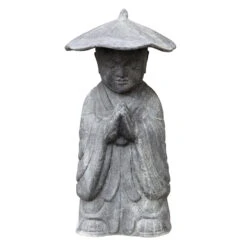 Mönch Betend Stehend, Grau, Steinguss, 60 X 27 X 22 Cm