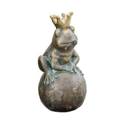 Froschkönig Leopold, Braun, Bronze, H 20 X 10 X 11 Cm -Gartentopf Geschäft 0980306650 Froschkoenig Leopold 1 110859