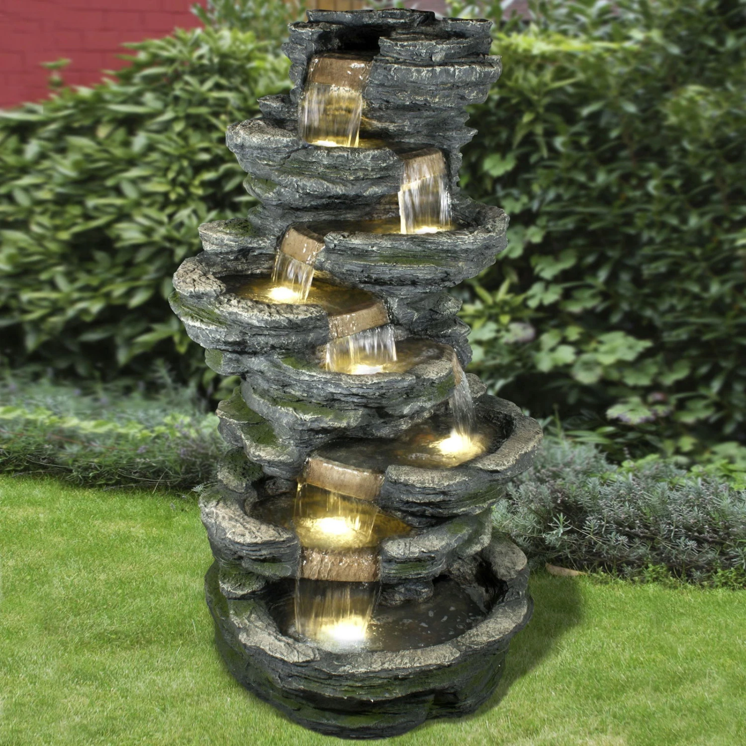 Gartenbrunnen Inkl. Pumpe & Licht, Echtholzoptik, 78 X 78 X 147 Cm 3 Gartenbrunnen Inkl. Pumpe & Licht, Echtholzoptik, 78 X 78 X 147 Cm