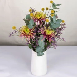 Gemischter Blumenbund 'Baltazar' Inkl. Gratis Grußkarte -Gartentopf Geschäft 1025700010 DIY Mixbund Baltazar Chrysanth Craspedia Euka Statice 1 94433