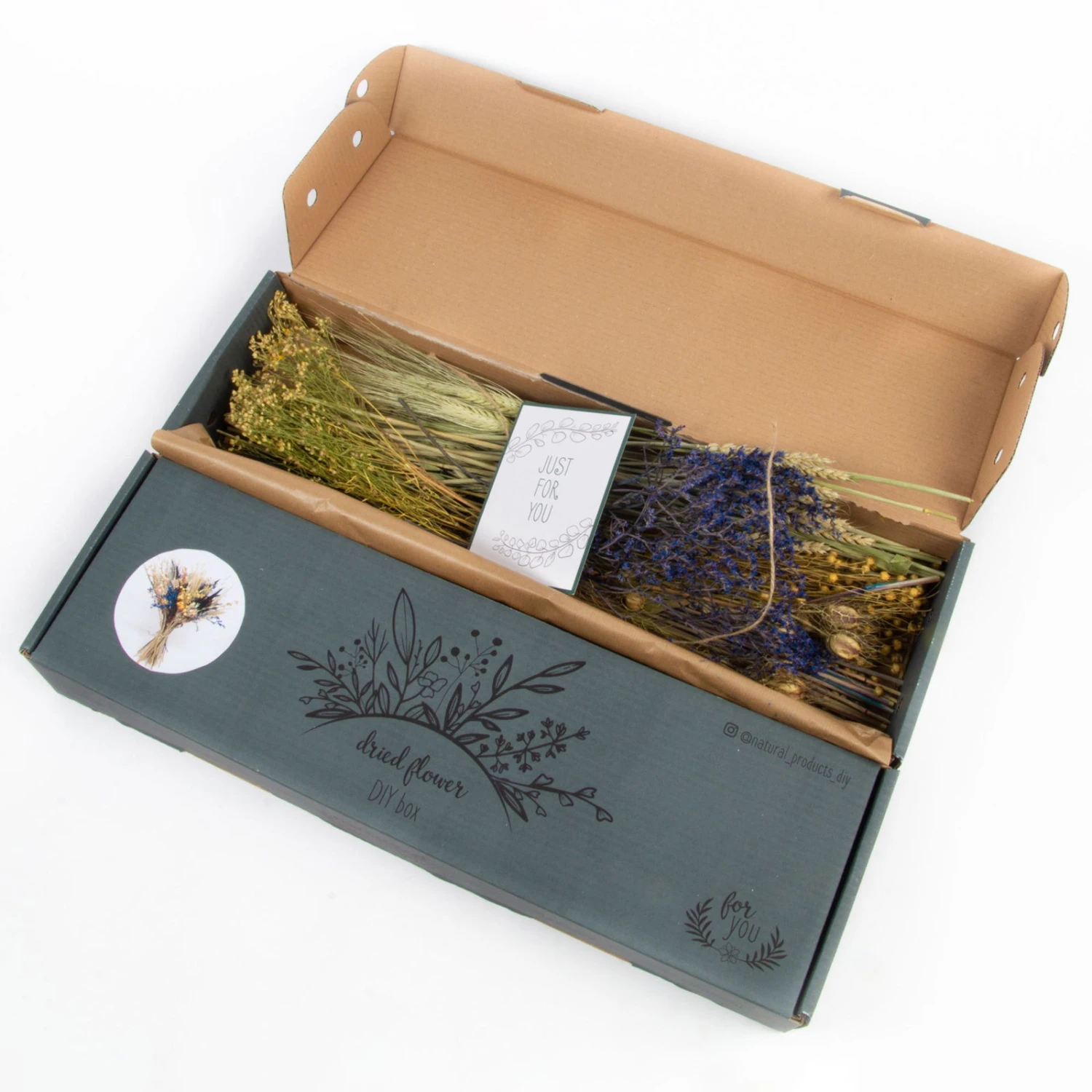Trockenblumen DIY-Set, Natur-blau, Länge Ca. 60 Cm 4 Trockenblumen DIY-Set, Natur-blau, Länge Ca. 60 Cm – Bild 2