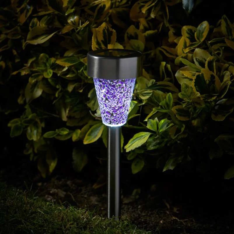 Mosaic Solarpfahlleuchte, Edelstahl / Glas, Silber / Bunt, 36 X 7,5 Cm, 6er Pack 4 Mosaic Solarpfahlleuchte, Edelstahl / Glas, Silber / Bunt, 36 X 7,5 Cm, 6er Pack – Bild 2