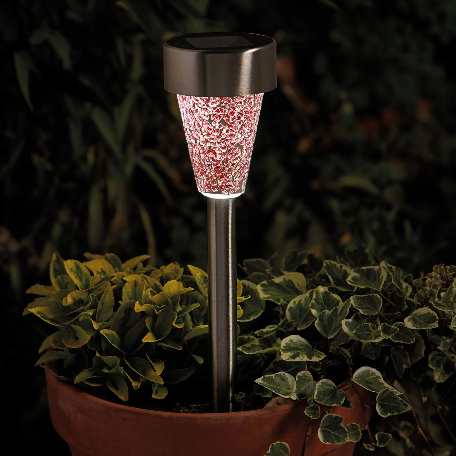 Mosaic Solarpfahlleuchte, Edelstahl / Glas, Silber / Bunt, 36 X 7,5 Cm, 6er Pack 3 Mosaic Solarpfahlleuchte, Edelstahl / Glas, Silber / Bunt, 36 X 7,5 Cm, 6er Pack