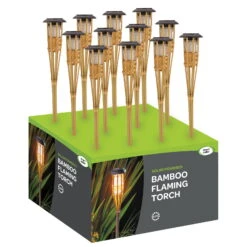 Solar-Bambusfackel Mit Flammeneffekt, Höhe Ca. 90 Cm -Gartentopf Geschäft 2950100488 Solar Bambusfackel mit Cool Flame Effekt 90cm 2 126566