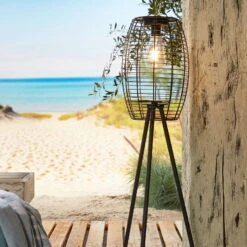 Solar-Standleuchte 'Killarney', Schwarz, Metall, Ø 20,5 X H 32 Cm -Gartentopf Geschäft 2950100705 Solar Filament LED Dreibein Killarney 3 120447