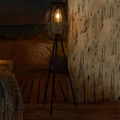 Solar-Standleuchte 'Killarney', Schwarz, Metall, Ø 20,5 X H 32 Cm -Gartentopf Geschäft 2950100705 Solar Filament LED Dreibein Killarney 4 120445