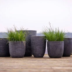 Pflanzgefäß 'Smooth', Grau, Ø 35 X H 34 Cm -Gartentopf Geschäft 3210104122 3210104123 3210104124 3210104125 pflanzgefaess rib smooth 116915
