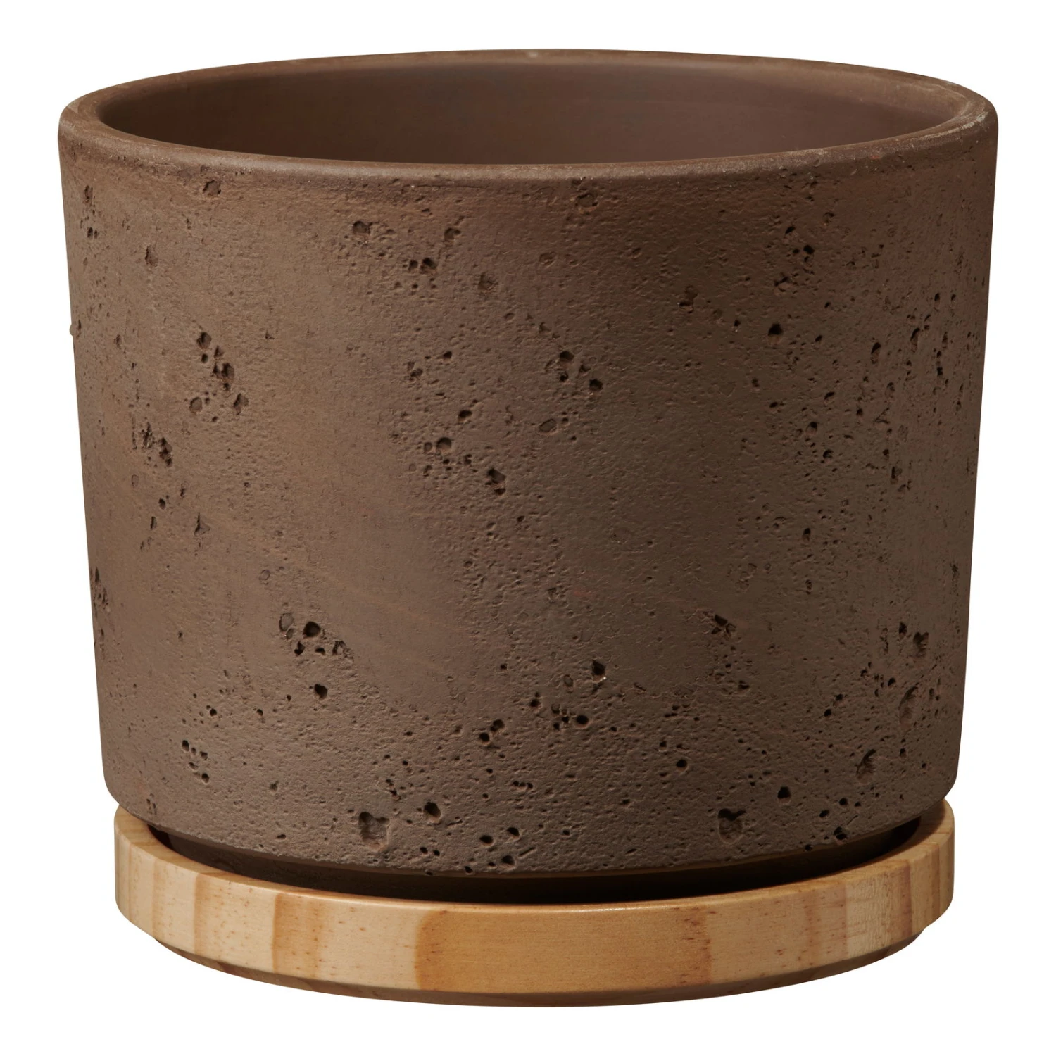 Übertopf Paros Deluxe, Keramik & Holz, Sandgrau, 19 Cm 3 Übertopf Paros Deluxe, Keramik & Holz, Sandgrau, 19 Cm