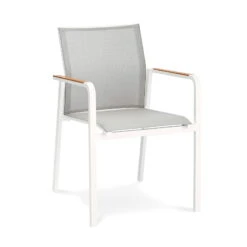 Best Stapelsessel "Paros" Mit Teak-Armlehnen, Filigran, Rostfrei, Komfortabel