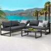 Best Loungeset "Rhodos" 3tlg., Anthrazit, Pflegeleicht, Modern, Bequem -Gartentopf Geschäft 3910302349 Loungeset Rhodos 3tlg anthrazit Auflagen anthrazit 109329