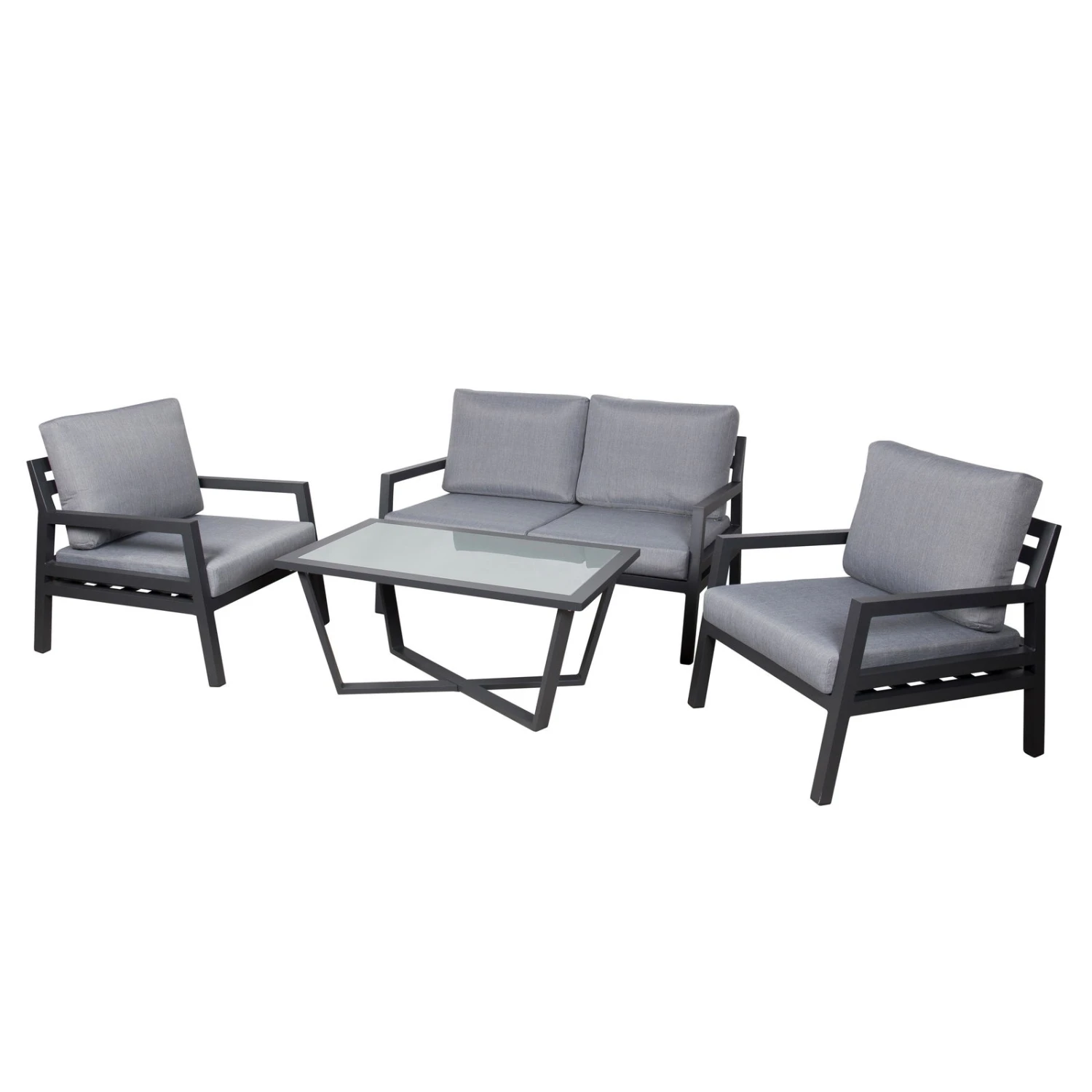 4-teilige Lounge-Gruppe 'Piazza', Tisch Mit Glasplatte, Inklusive Auflagen 3 4-teilige Lounge-Gruppe 'Piazza', Tisch Mit Glasplatte, Inklusive Auflagen