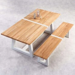 Best Alu-Bank Campione, Teakholz, Weiß, 45 X 220 X 40 Cm -Gartentopf Geschäft 3910302555 3910801469 champione4 71129