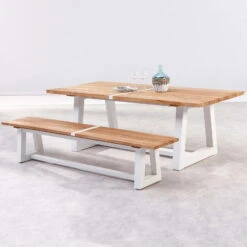 Best Alu-Bank Campione, Teakholz, Weiß, 45 X 220 X 40 Cm -Gartentopf Geschäft 3910302555 3910801469 champione5 71128