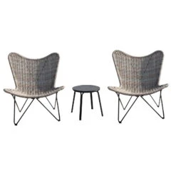 Bistro-Set 'Butterfly', 3-tlg., Braun -Gartentopf Geschäft 3910302628 Bistroset Butterfly 3tlg Stahlgestell Keramikglasplatte 1 1 102425