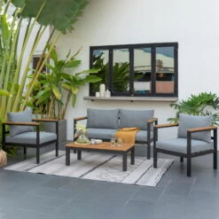 Loungeset 'Kingsbury' Inkl. Auflagen, 5tlg., Dunkelgrau 6 Loungeset 'Kingsbury' Inkl. Auflagen, 5tlg., Dunkelgrau -Gartentopf Geschäft 3910302647 Alu Loungeset Kingsbury 2 102907