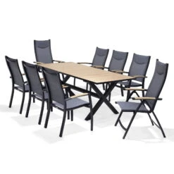 Stapelsessel 'Panama', Schwarz/grau, Ca. 100 X 65 X 62 Cm -Gartentopf Geschäft 3910302712 Alu Stapelstuhl Panama schwarz Textilen 3D mesh grau 1 119336