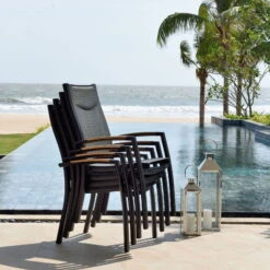 Stapelsessel 'Panama', Schwarz/grau, Ca. 100 X 65 X 62 Cm -Gartentopf Geschäft 3910302712 Alu Stapelstuhl Panama schwarz Textilen 3D mesh grau 2 119334