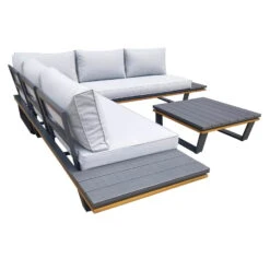 Alu-Eckloungegruppe 'Cahors' Inkl. Kissen, 4tlg., Anthrazit -Gartentopf Geschäft 3910302722 Alu Eckloungegruppe Cahors 4tlg anthrazit Holzoptik inkl Kissen grau 2 121754