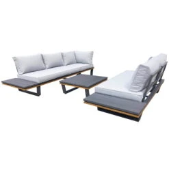 Alu-Eckloungegruppe 'Cahors' Inkl. Kissen, 4tlg., Anthrazit -Gartentopf Geschäft 3910302722 Alu Eckloungegruppe Cahors 4tlg anthrazit Holzoptik inkl Kissen grau 4 121755