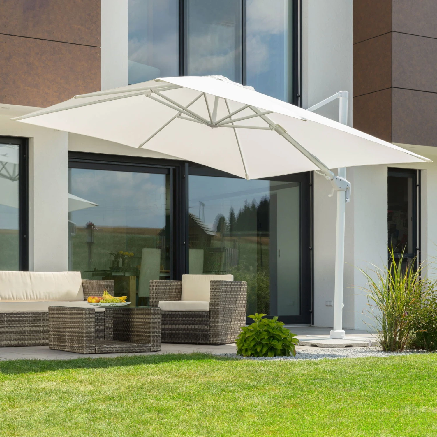 Pendelschirm 'Rhodos Twist Bianco', Ca. 300 X 300 Cm, Weiss 15 Pendelschirm 'Rhodos Twist Bianco', Ca. 300 X 300 Cm, Weiss – Bild 13