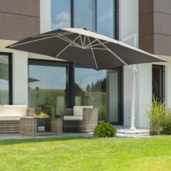 Pendelschirm 'Rhodos Twist Bianco', Ca. 300 X 300 Cm -Gartentopf Geschäft 3910503195 Sonnenschirm Rhodos Twist Bianco anthrazit 5 90647