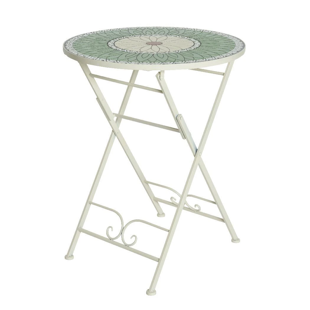 Bistro-Klapptisch 'Vigo', Grün Mit Blumenmosaik 3 Bistro-Klapptisch 'Vigo', Grün Mit Blumenmosaik