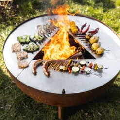 Edelstahl-Feuerstelle 'TRIA', Rost, 100 X 55 X 100 Cm -Gartentopf Geschäft 3920100752 Feuerstelle TRIA rost ca100x55x100cm 1 125231