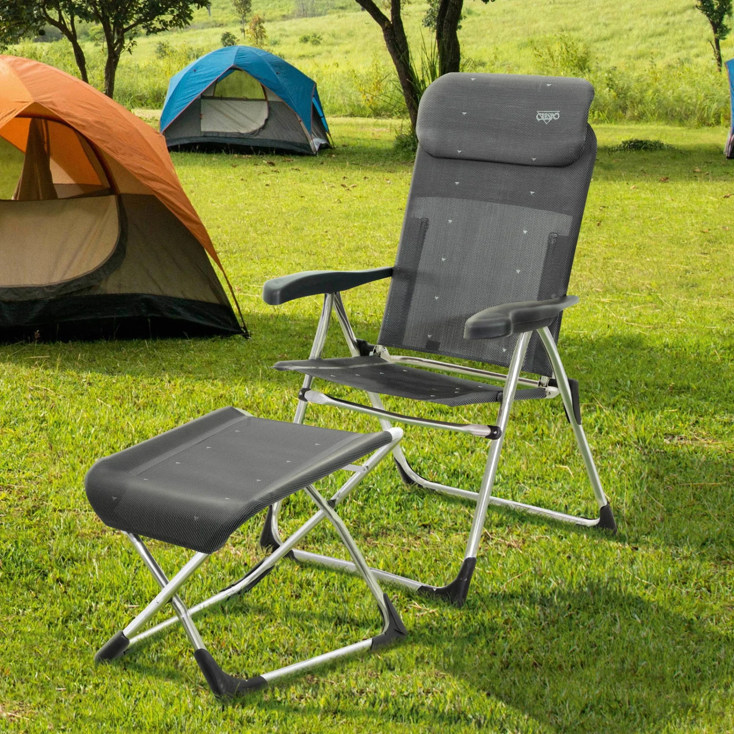 Crespo Hocker/Beinauflage Compact Klappbar, Silber/anthrazit 6 Crespo Hocker/Beinauflage Compact Klappbar, Silber/anthrazit – Bild 4