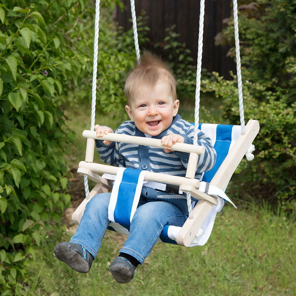 Schaukelsitz "Bambini" Blau-weiß Gestreift 4 Schaukelsitz "Bambini" Blau-weiß Gestreift – Bild 2