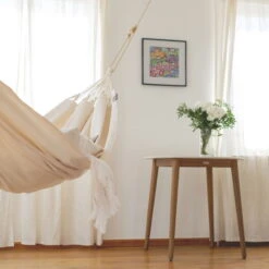 LA SIESTA Hängematte 'Modesta', Latte, Single - L 300 X B 140 Cm -Gartentopf Geschäft 3940200330 Single Haengematte Modesta Latte Bio Baumwolle 4 106093