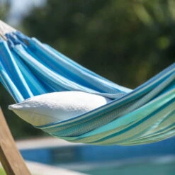 LA SIESTA Hängematte 'Modesta', Azure, Doppel - L 350 X B 160 Cm -Gartentopf Geschäft 3940200337 Doppel Haengematte Modesta Azure Bio Baumwolle 4 106112