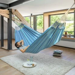 LA SIESTA Hängematte 'Modesta', Azure -Gartentopf Geschäft 3940200344 Kingsize Haengematte Modesta Azure Bio Baumwolle 3 106133