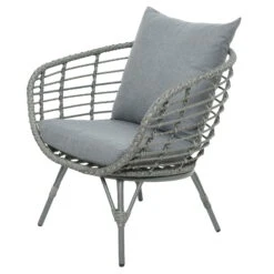 Loungegruppe 'Evora', 4-teilig, Grau 12 Loungegruppe 'Evora', 4-teilig, Grau -Gartentopf Geschäft 3950101015 Alu Geflechtgruppe Evora 4tlg grau inkl Kissen 5 99292